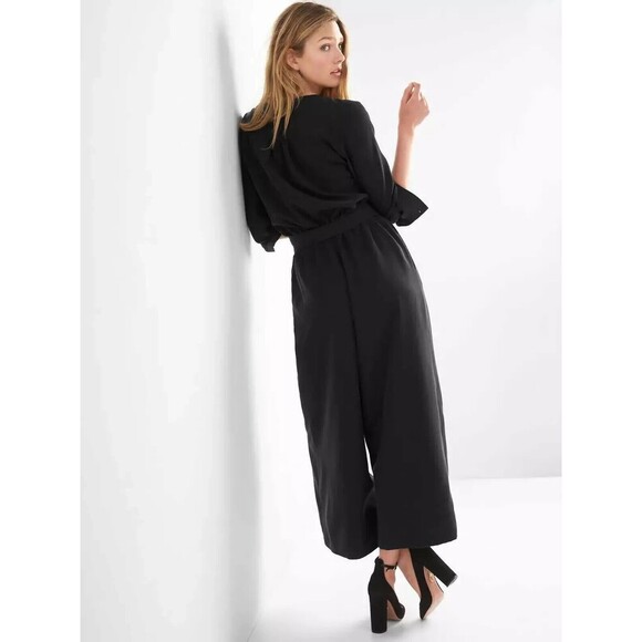 Gap Wrap Culotte Jumpsuit Sz Small Tall Monterrey Modal/Poly Cinched Waist - Picture 3 of 10